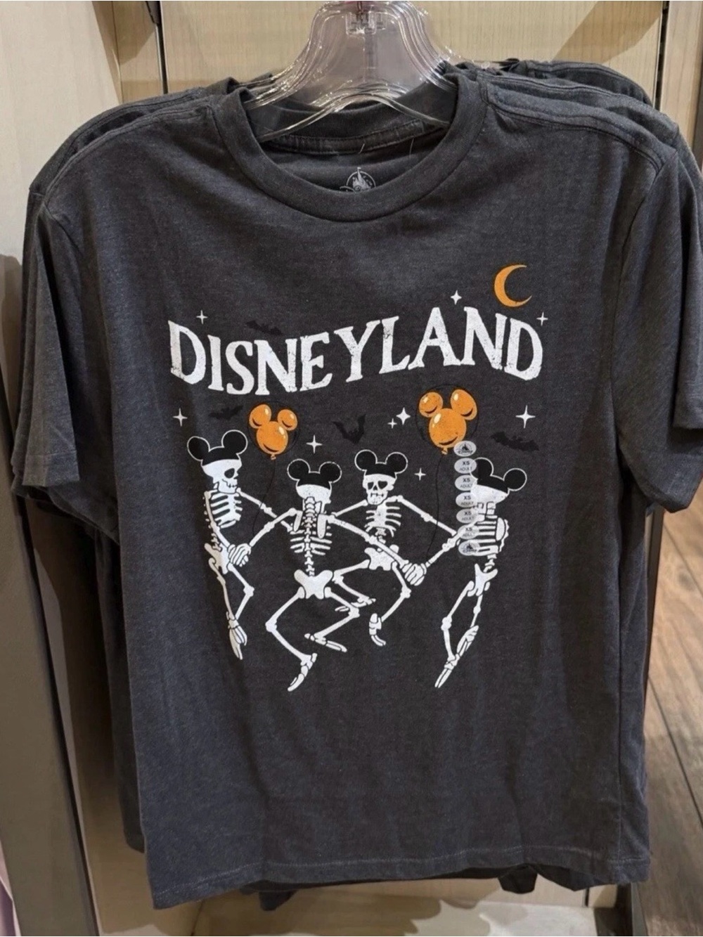 Disney Black Disneyland Skeleton Mickey Dance Tee with Orange Accents